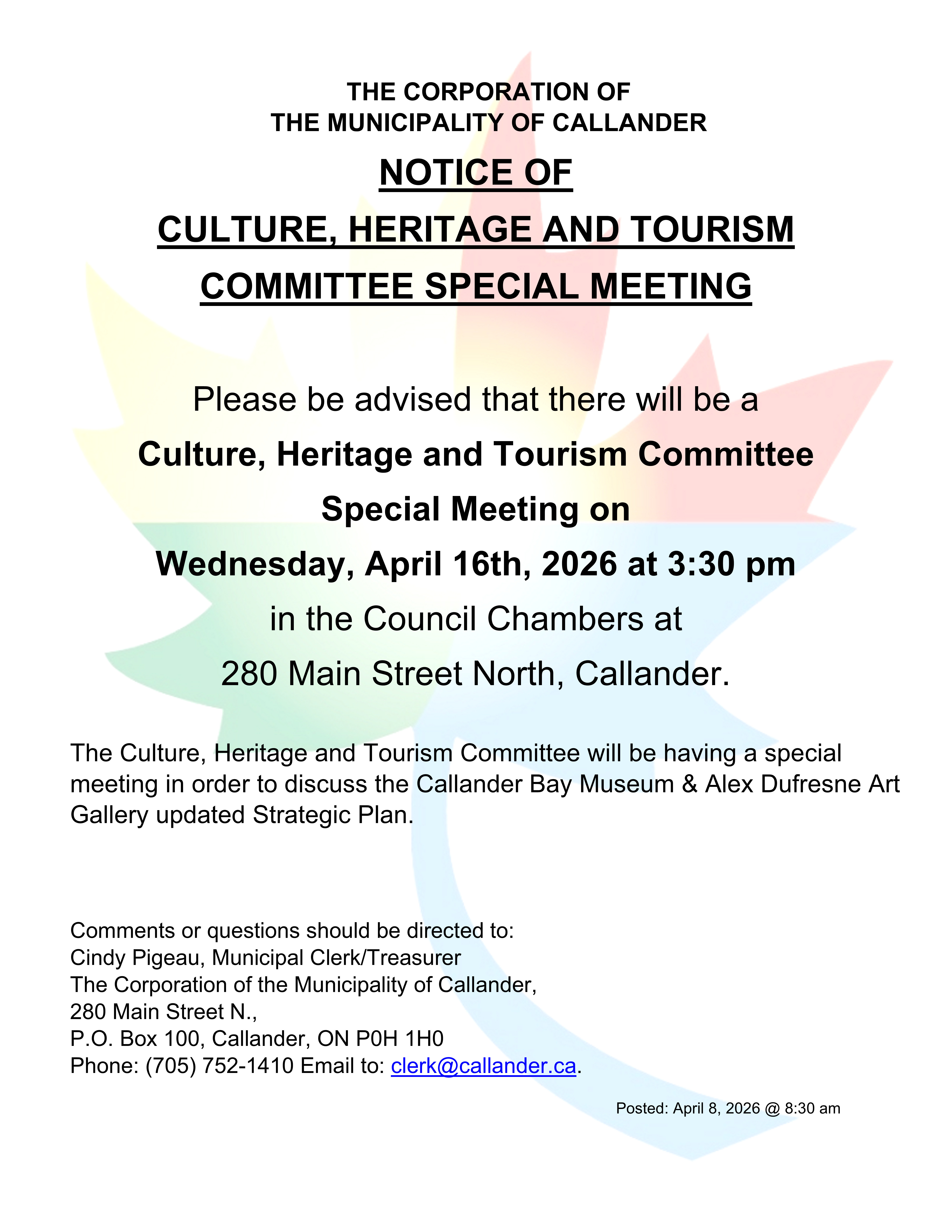 Notice of Special Meeting
